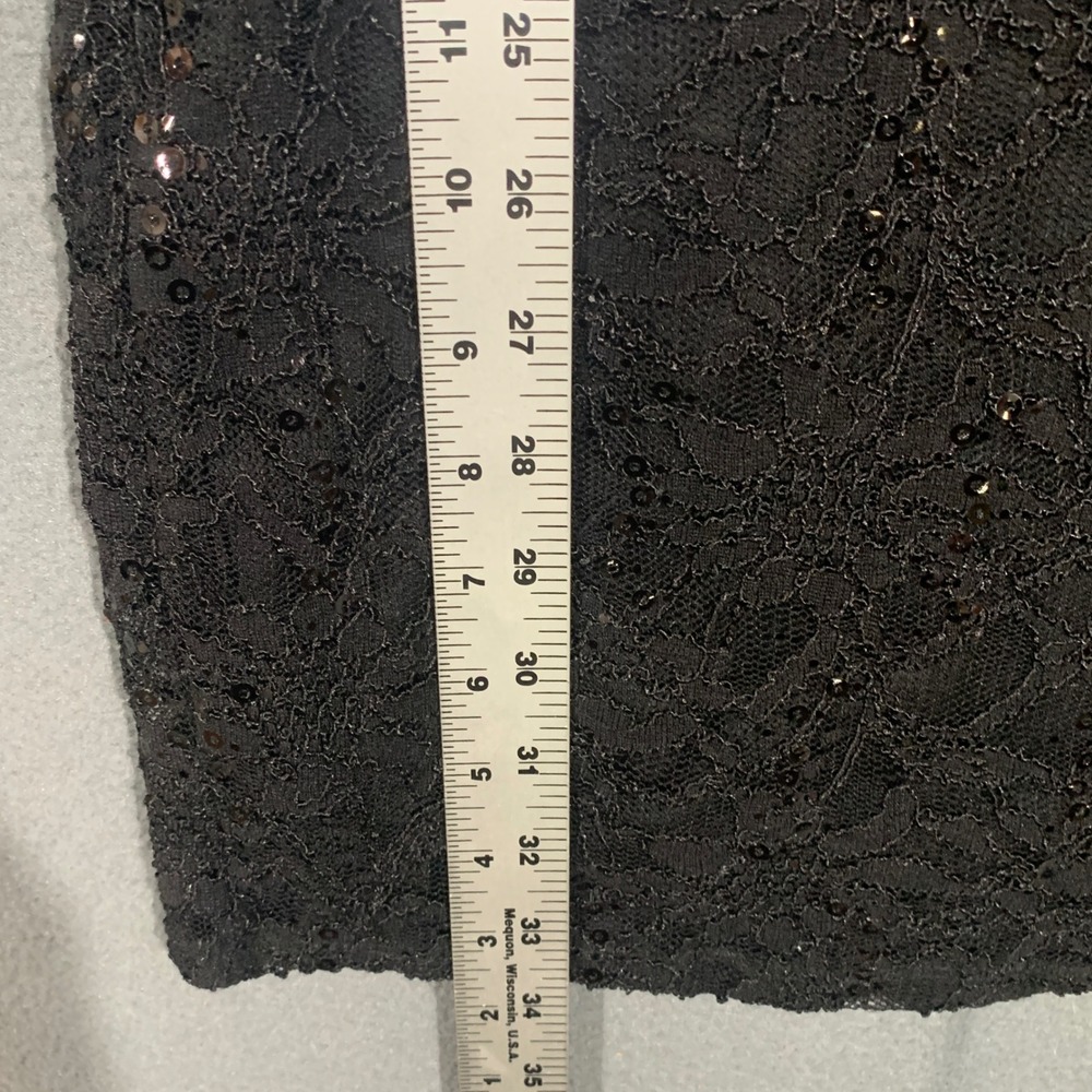 Reign On LBD Black Lace Sequin Open Back Bodycon Mini Dress Womens Large 45794JC - Picture 5 of 6